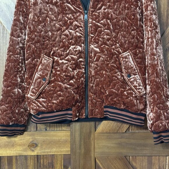 Bernardo Women's Brown Velvet Bomber Style Jacket Size Large - Picture 6 of 6
